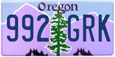 OR license plate 992GRK