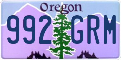 OR license plate 992GRM