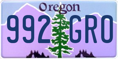 OR license plate 992GRO