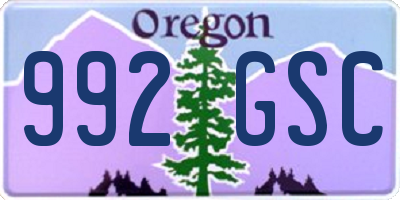 OR license plate 992GSC