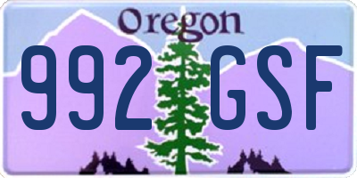 OR license plate 992GSF