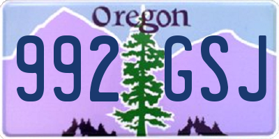 OR license plate 992GSJ