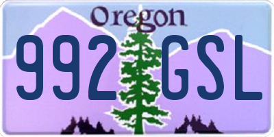 OR license plate 992GSL