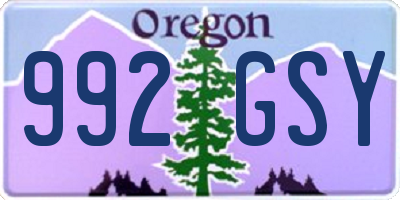 OR license plate 992GSY