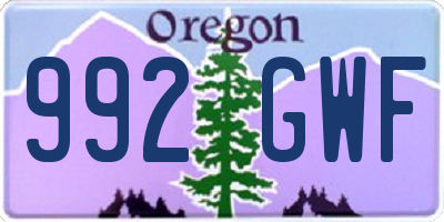 OR license plate 992GWF