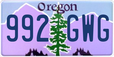 OR license plate 992GWG