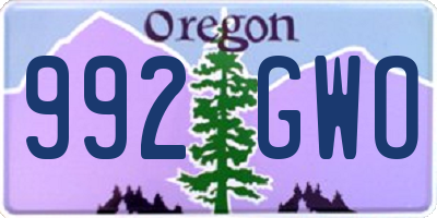 OR license plate 992GWO