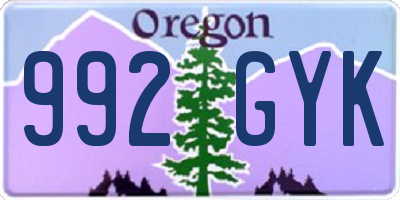 OR license plate 992GYK