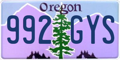 OR license plate 992GYS