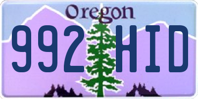 OR license plate 992HID