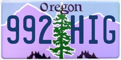 OR license plate 992HIG