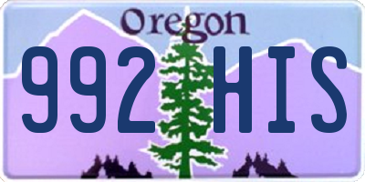 OR license plate 992HIS