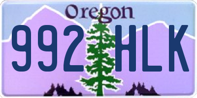 OR license plate 992HLK