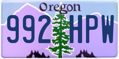 OR license plate 992HPW