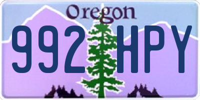 OR license plate 992HPY