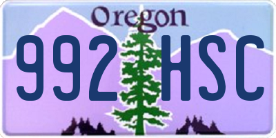 OR license plate 992HSC