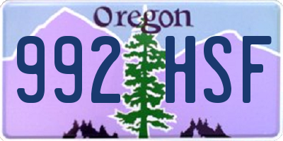 OR license plate 992HSF