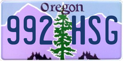 OR license plate 992HSG