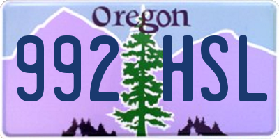 OR license plate 992HSL