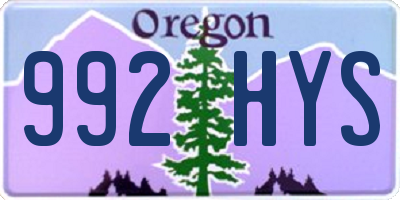 OR license plate 992HYS