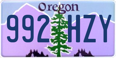 OR license plate 992HZY