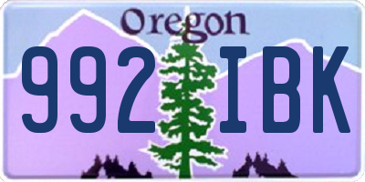 OR license plate 992IBK