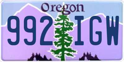 OR license plate 992IGW