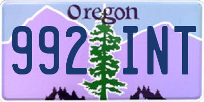 OR license plate 992INT