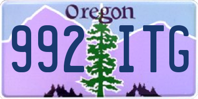 OR license plate 992ITG