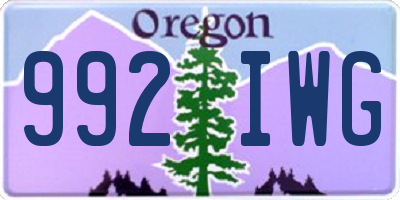 OR license plate 992IWG