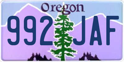 OR license plate 992JAF