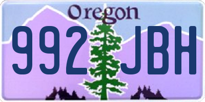 OR license plate 992JBH