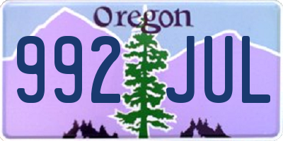 OR license plate 992JUL