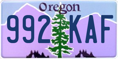 OR license plate 992KAF