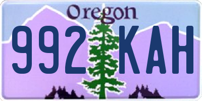 OR license plate 992KAH