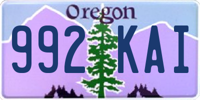 OR license plate 992KAI