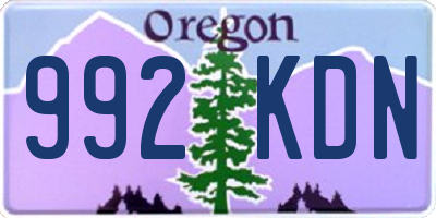OR license plate 992KDN