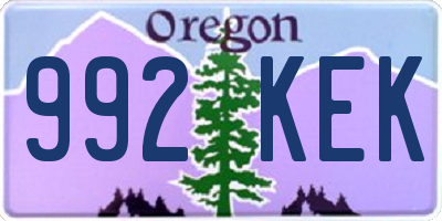 OR license plate 992KEK