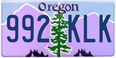 OR license plate 992KLK