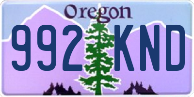 OR license plate 992KND