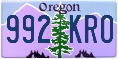 OR license plate 992KRO