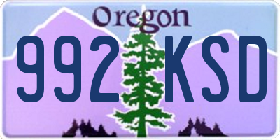 OR license plate 992KSD