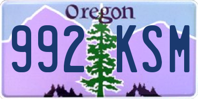 OR license plate 992KSM