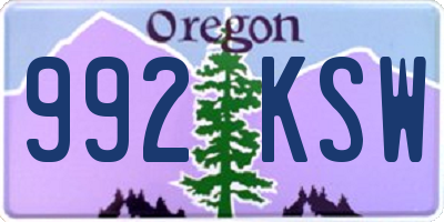 OR license plate 992KSW