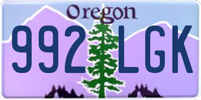 OR license plate 992LGK