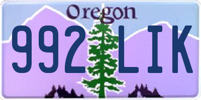 OR license plate 992LIK