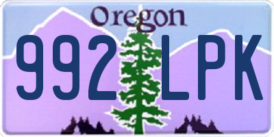 OR license plate 992LPK