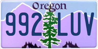 OR license plate 992LUV