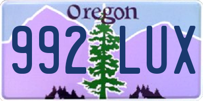 OR license plate 992LUX