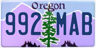 OR license plate 992MAB